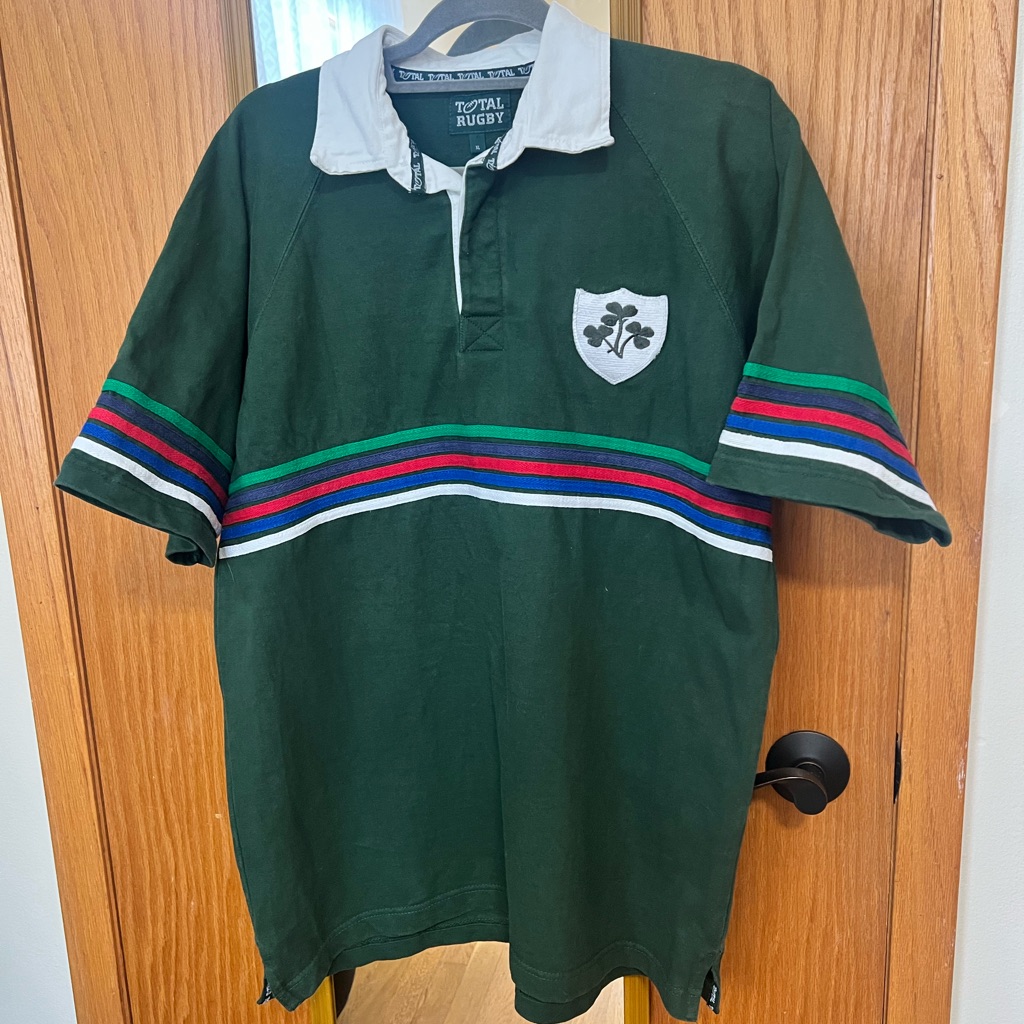 Green Stripe Polo Shirt With Contrast Collar